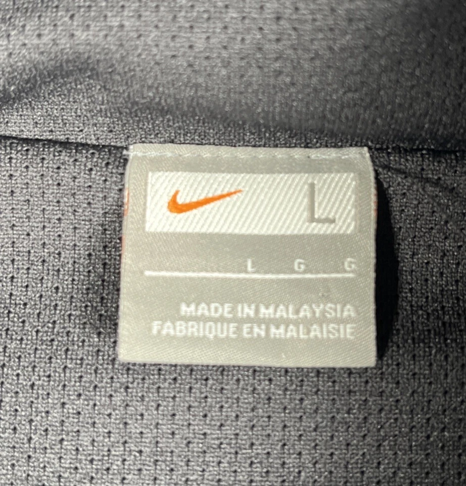 De Colección Nike Chaqueta de Pista Para Hombre L Gris Etiqueta Retro Negro/Blanco Rayas Bolsillos Swoosh Foto 3 de 4