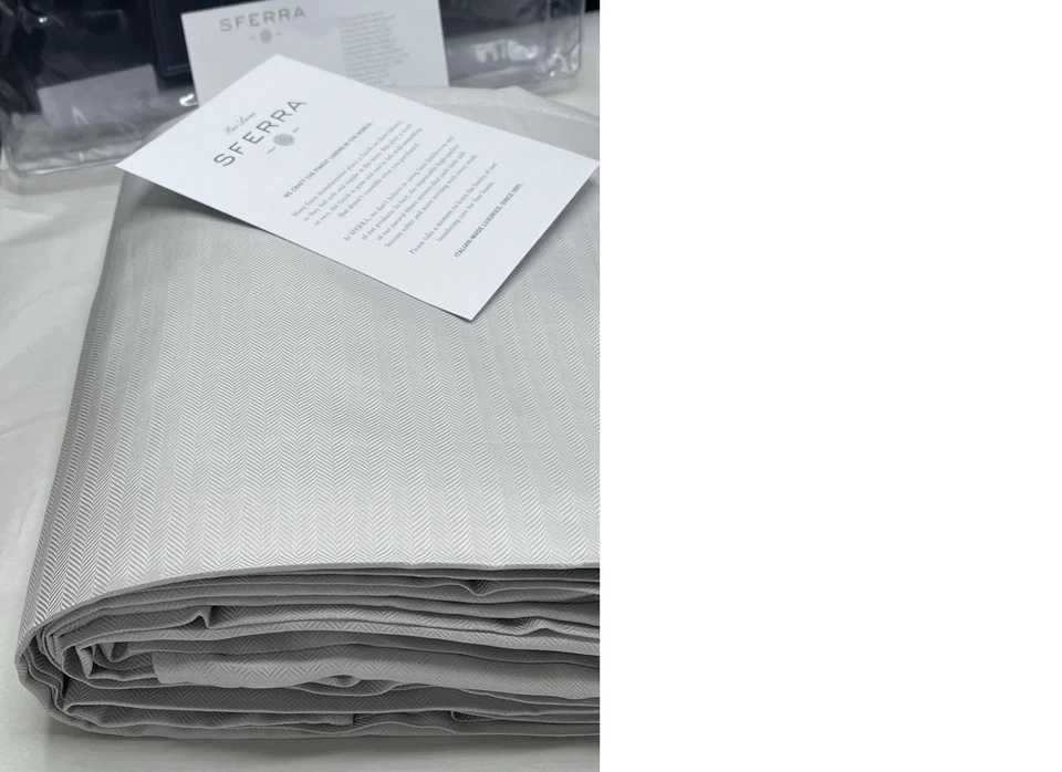 SFerra TESORO KING DUVET COVER LONG STAPLE COTTON LUNAR HERRINGBONE 106x92” - Image 2 of 4