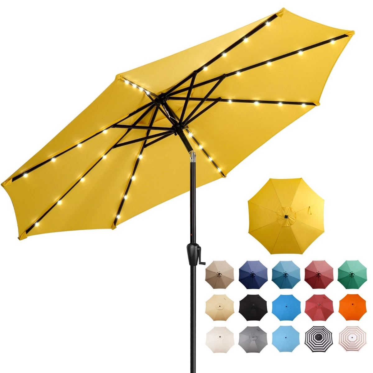 best rated offset patio umbrellas 360 LED Rotating Cantilever Umbrella touch and superior appearance Style Selections 7.5-ft Floral boardprofile_combination Size:55CM