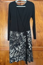Anthea Crawford Women’s Wrap Dress Black/Print Jersey Size 10 AU