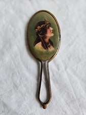 Vintage Hand Vanity Mirror With Photo of a Lady  # JJ