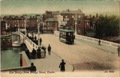 PC DEVON EXETER EXE BRIDGE FROM BRIDGE STREET TRAM ENGLAND (u21552)