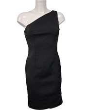 Versace One Shoulder Bodycon Dress Women's Size 6 Black Made in Italy