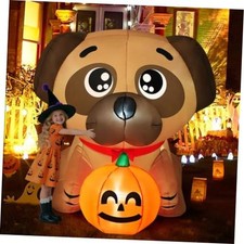 5 FT Long Halloween Inflatables Dog Outdoor Yard Decorations Blow Up Pug