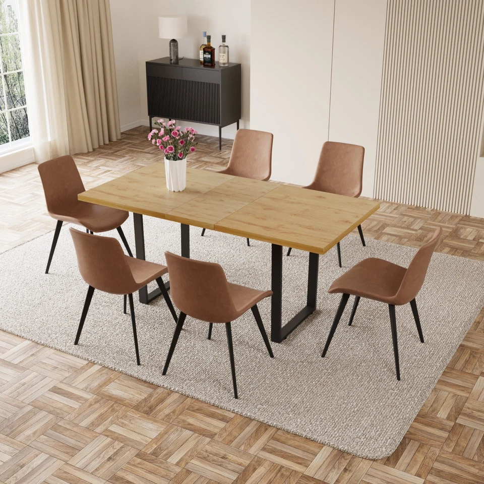 JIEXI Dining Sets,Extendable Dining Table And Chairs for 4/6.Kitchen Furniture - Image 2 of 4