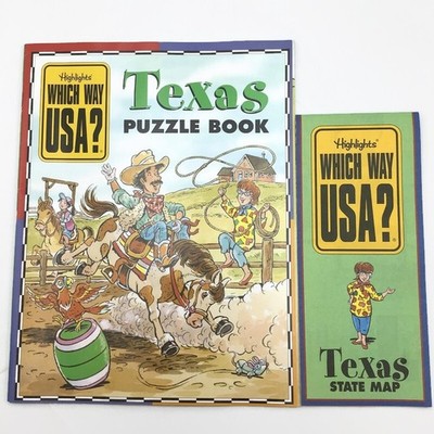 Which Way USA? TEXAS Puzzle Book Highlights Magazine & State Map 1997 NEW