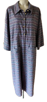 TUCKERNUCK Beth 18 (3XL) Midi Dress Poly Rayon TWEED multi hue Stripe Lined 50 