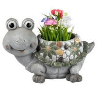 Dekofigur SchildkröTe Stones Zum Bepflanzen 36Cm Grau GrüN Magnesia Formano S26