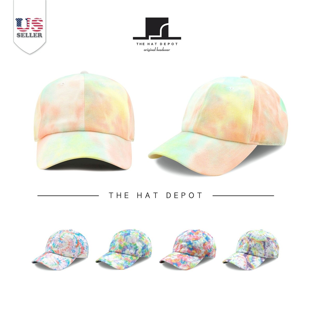 The Hat Depot Tie Dye Baseball Hat Cap Adjustable Casual Outdoors Comfort Cotton Cap - The Hat Depot exclusive Tie Dye baseball cap  main image 3