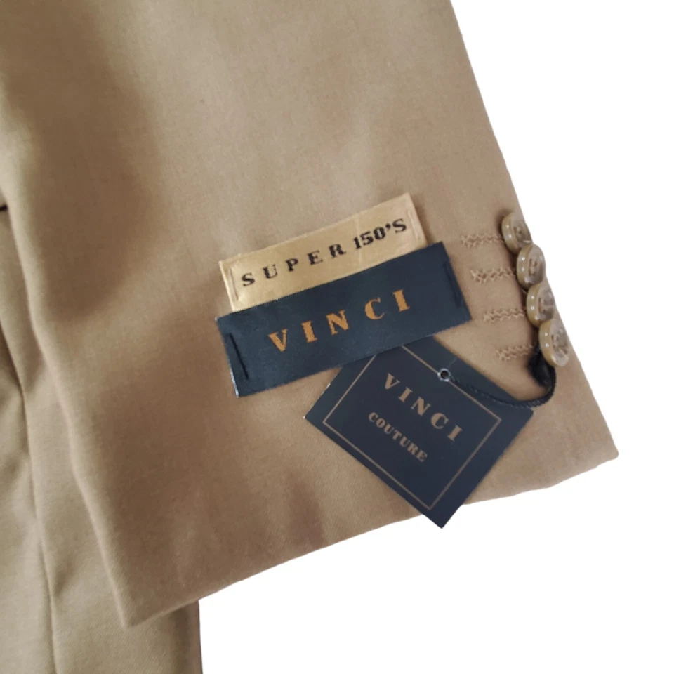Traje Chaqueta Vinci Couture Super 150's Caqui Británico Hecho en Italia Para Hombre 42L $360 Foto 4 de 4