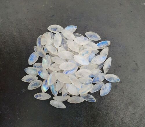 Lote de 30 piedras preciosas sueltas de piedra lunar arco iris natural corte marquesa 6*12 mm 50 quilates - Imagen 3 de 3