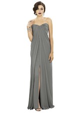 Dessy 2879......Full-length strapless lux chiffon dress....Gray...Size 10...NWT