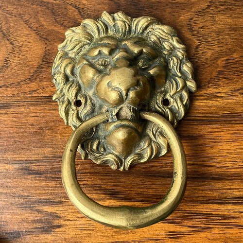 Heavy Brass Door Knocker Lion Head Ring 5.5"