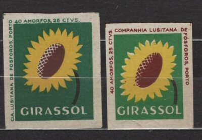 MATCHBOX ETIKETTEN PORTUGAL - Girassol (Sonnenblume) x2 Sorten, Höhe 36 mm - **neuwertig