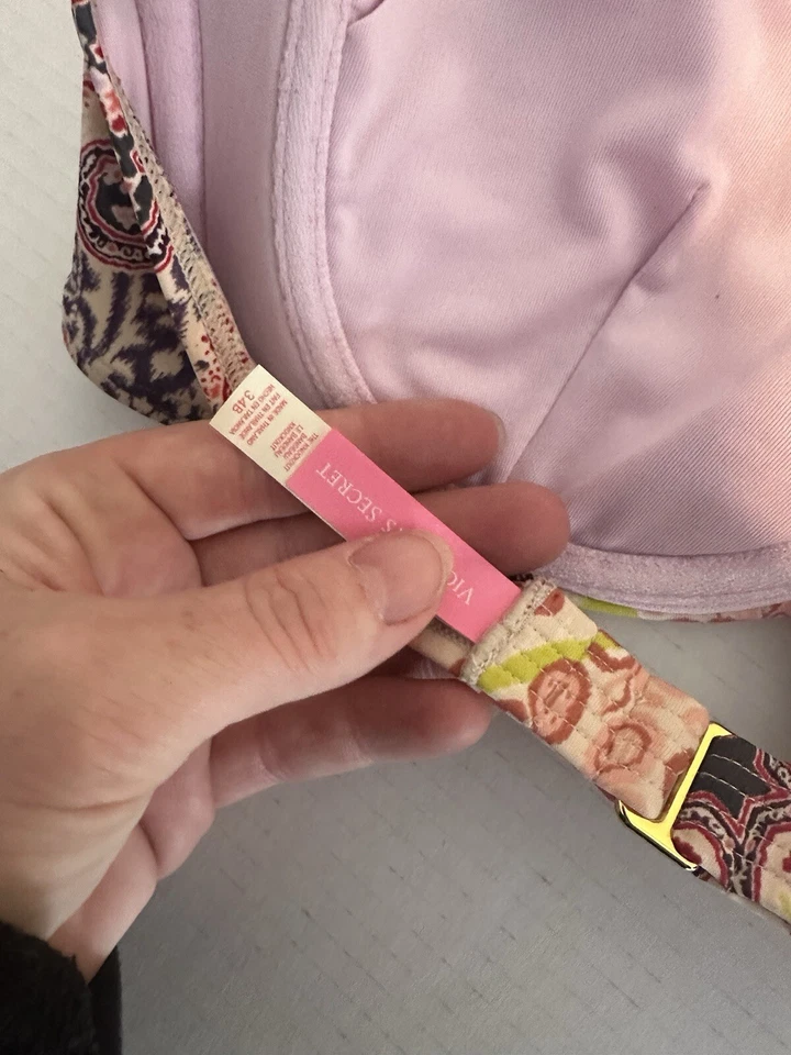 Victorias Secret Strapless Bikini Swim Top 34b Floral Paisley Pink Orange - Image 3 of 3