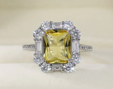 Gorgeous Yellow Radiant Cut Citrine  Lab-Created White Diamonds Premium Ring