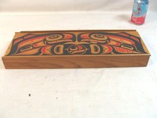 Vintage Northwest Coast Painted Wood Cedar Box