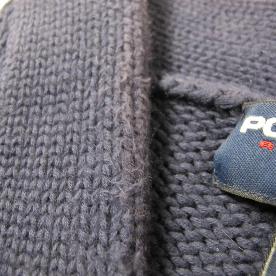 Винтажный Polo Sport свитер мужской 2XL синий желтый вязаный шаль воротник цвет блока - Изображение 4 из 4