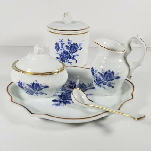 Vtg. Richard Ginori Italy Savona Cobalt Blue Porcelain Tea/Coffee Set Accs.