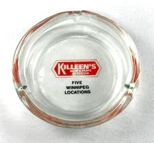 Ashtray Killeen's Auto and Plate Glass Ltd Round Clear Glass Cigarette Coin Dish
