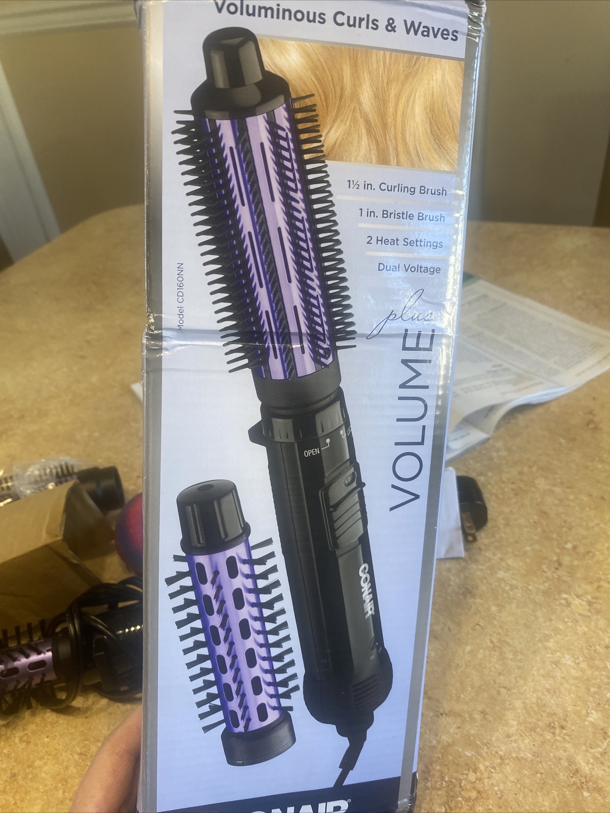 Conair Hot Air Styler Brush Volume Plus Curling Brush Bristle Model
