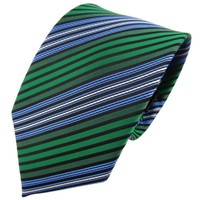 Tigertie Designer Krawatte GrüN Blau Schwarz Silber Gestreift - Binder Tie