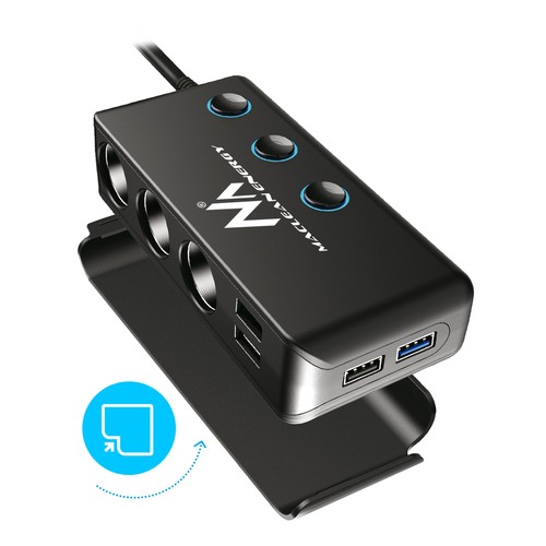 USB Zapalniczka samochodowa Gniazdo Rozdzielacz Potrójny adapter Ładowarka 12V 24V 4x Gniazda USB - Zdjęcie 8 z 10