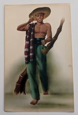 1940s Shirtless Latin Man Drinking a Shot Print / Litho by Telo