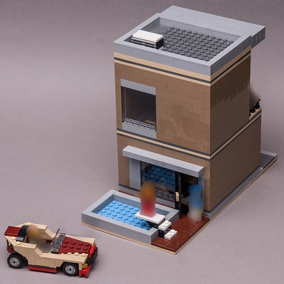 MOC: Modular Building: Modern House with Interior and Car 792 Pieces DIY - Image 3 of 4