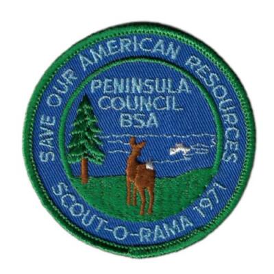 1971 Scout O Rama Save Our American Resources Peninsula Council BSA Patch [PW658