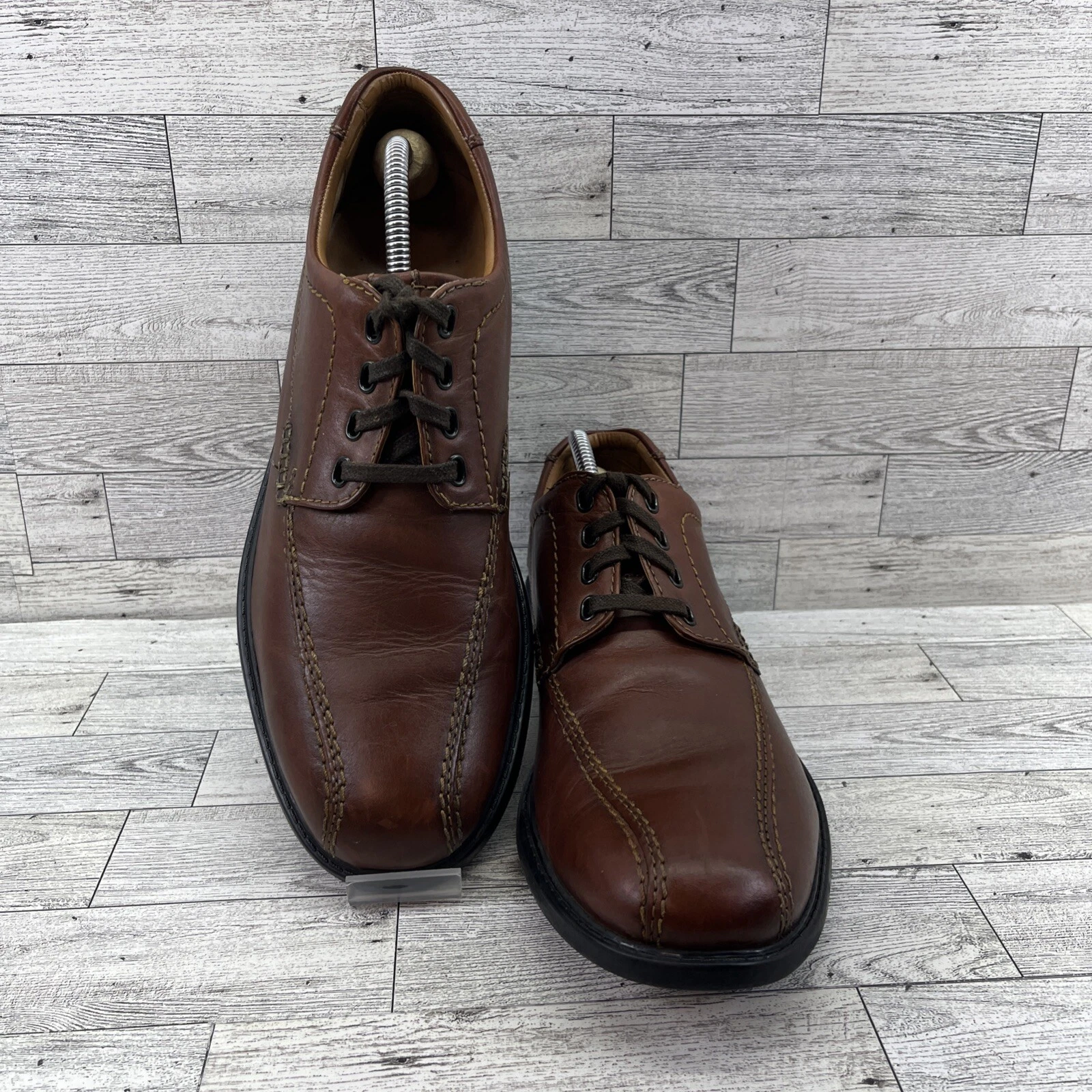 Scarpe stringate Clarks Colson Over marrone punta bicicletta Oxford pelle uomo taglia 10M