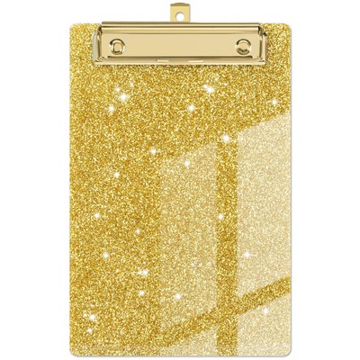 Glitter A5 Clipboard with Low Profile Gold Clip Fashion Clear for Kids