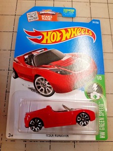 Details About Hot Wheels Tesla Roadster Red Hw Green Speed