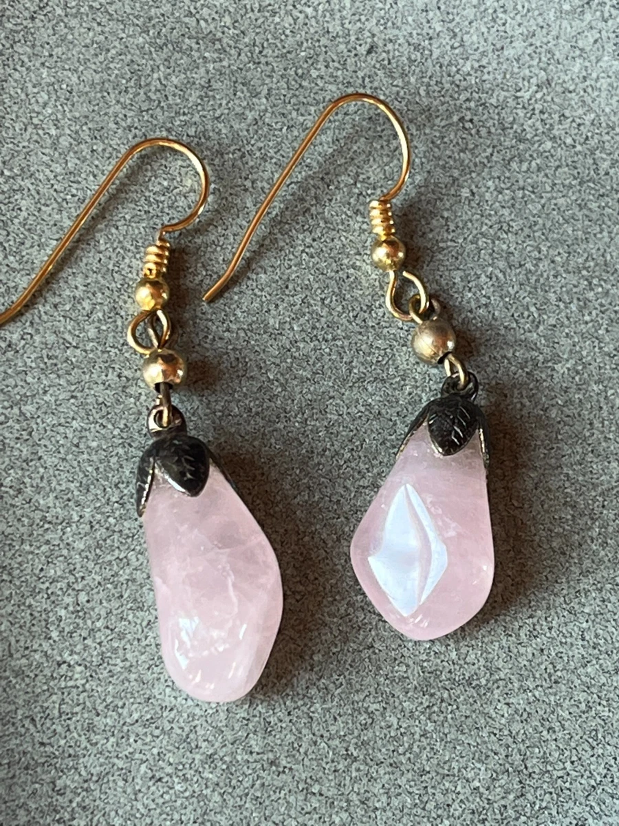 Rose Quartz Faceted Teardrop Earrings