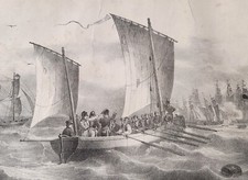 Napoléon Camp de Boulogne  Flottille Rare Gravure originale XIXème