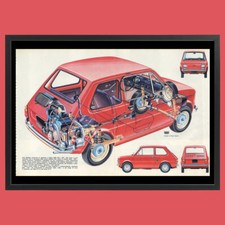Anni ' 70  * Pubblicità Originale "Fiat, Poster, Scheda Tecnica" Cornice
