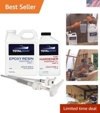 5:1 Epoxy Resin Kit Quart, Fast Hardener, Marine Grade Epoxy for Fiberglass a...