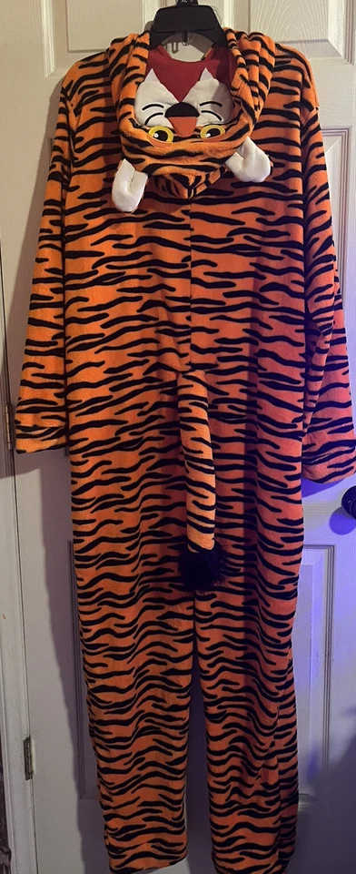 成人老虎服装连体睡衣角色扮演男女通用尺寸 Xl,超柔软 — 第 3/4 张图片