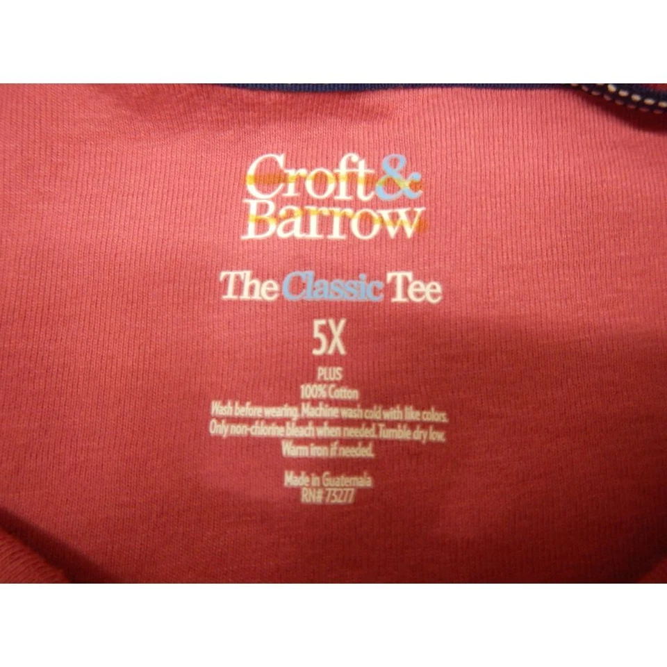 Croft & Barrow T-Shirt Plus Size 5X Solid Pink Classic Cotton Casual Basic Tee - Image 3 of 4