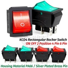 2 Position Rectangular Rocker Switch Latching On Off DPST 4 Pin 6 Pin 250V 16A