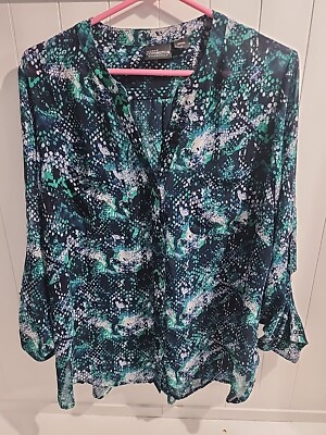 Covington Woman Essentials Womens Size 1X  V Neck 3/4 Sleeved Blouse