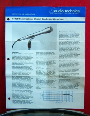 Audio Technica AT801 【ビンテージ】コンデンサーマイク Vintage Audio Technica AT801 Condenser omni-directional