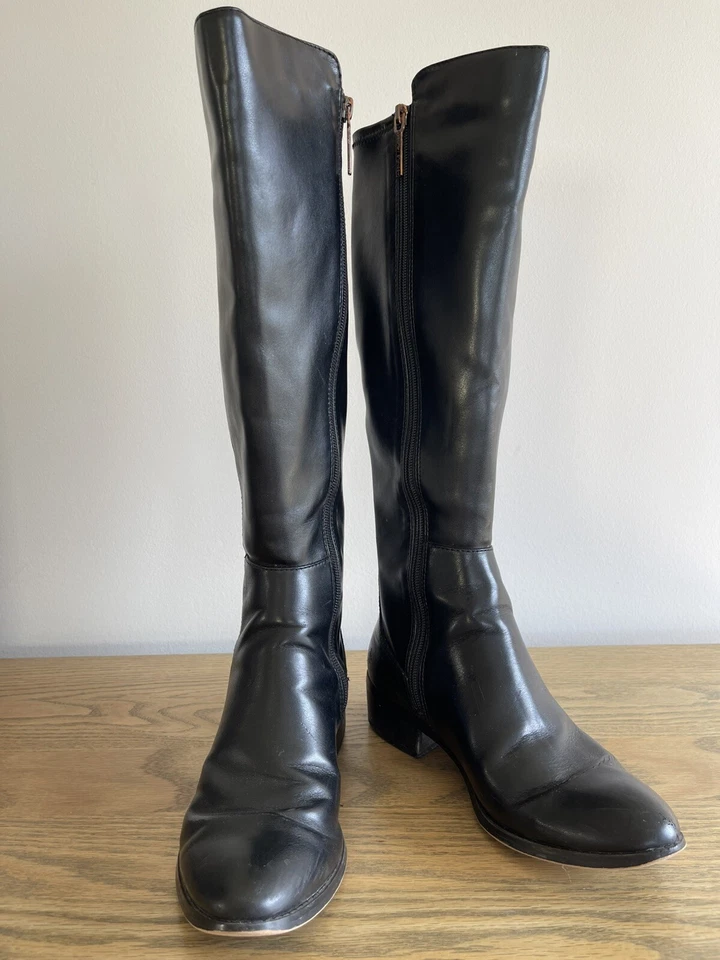 Botas altas de cuero negras Donald J Pliner talla 7 EE. UU. Foto 2 de 4