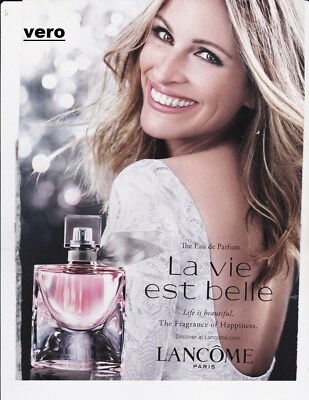 julia roberts lancome pink dress JULIA ROBERTS ad print LANCOME smell strip fragrance parfum LA VIE EST  BELLE vtg