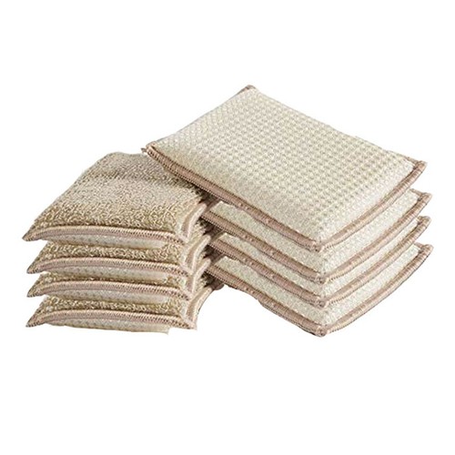 6pcs/set Bamboo Fiber Dishwashing Scouring Pads Dish Towel Sponge Scrub Rag - Afbeelding 8 van 11