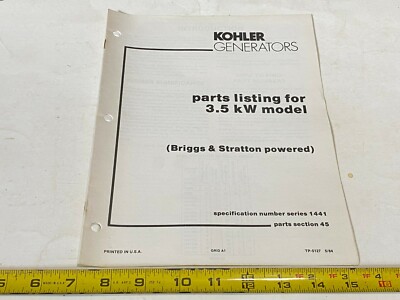 Vintage Kohler Parts Listing - 3.5 kW, Briggs & Stratton Powered - 5/84