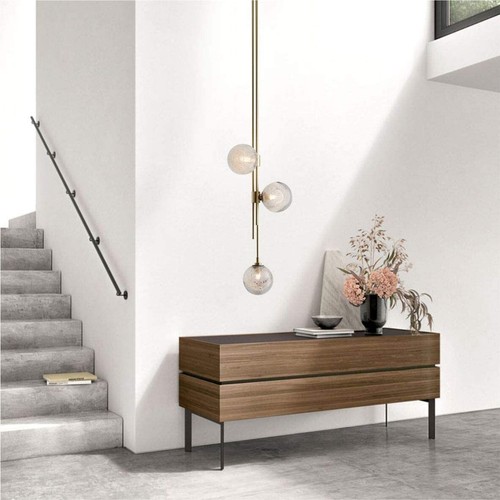 NEW 47" Gold Modern Glass Globe LED Ceiling Pendant Warm 3-Light Fixture - Picture 2 of 6