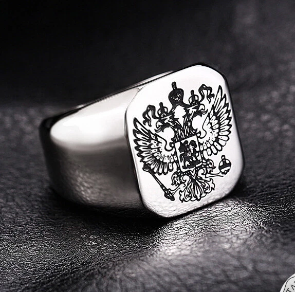 Stainless Steel Men's Engraved Double Eagle Cool Design Silver Color Ring M170 Foto 2 de 4