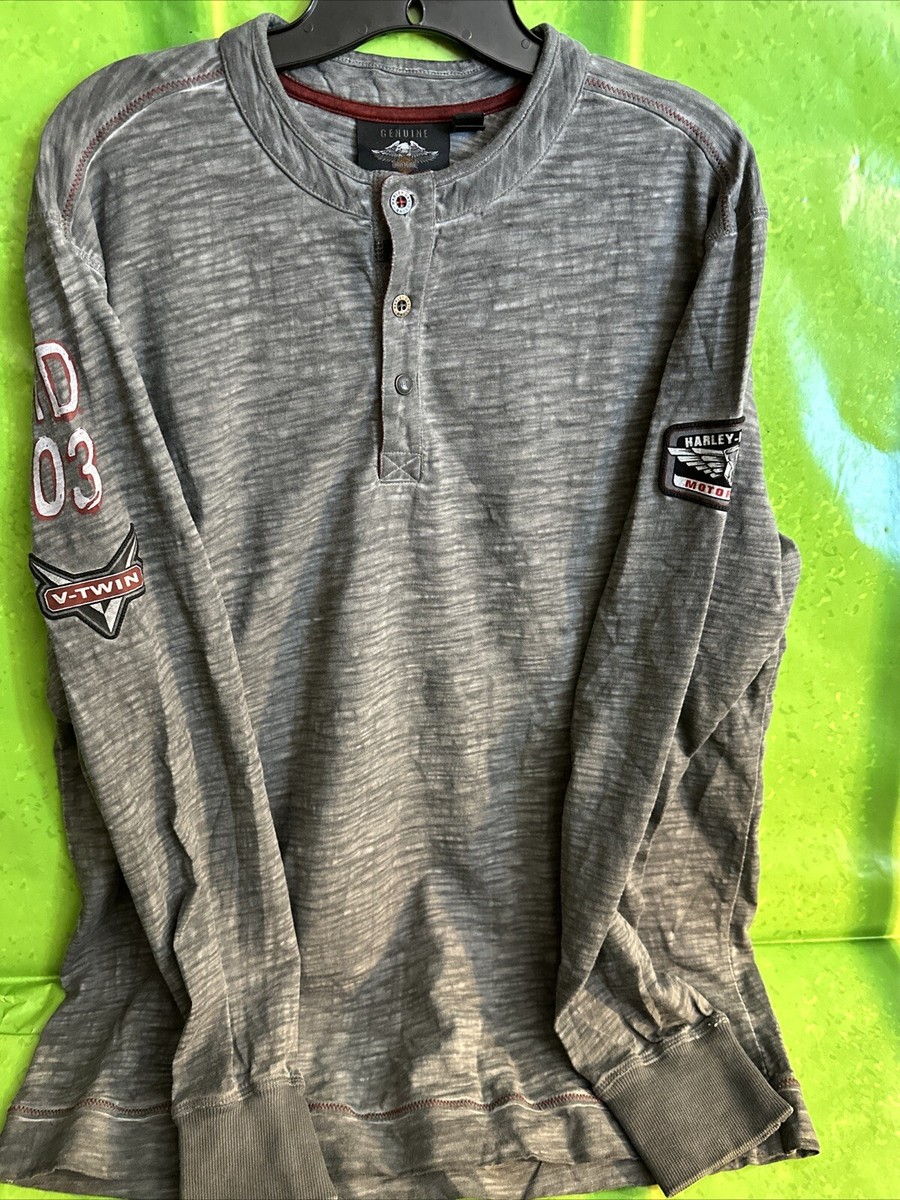 Harley-Davidson 1903 V-Twin Long Sleeve Henley 3 Button Shirt