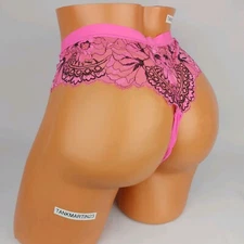 LANE BRYANT CACIQUE NO SHOW THONG 18/20 PANTY PLUS SOLID PINK LACE BACK SEXY B